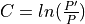 C=ln({ \frac {P'} {P} })